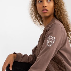 Großhandel Braunes gestepptes Bomber-Sweatshirt mit RUE PARIS