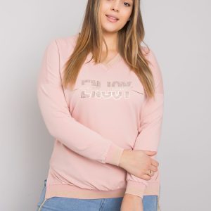 Großhandel Dirty Pink Plus Size Bluse mit lila Applikation