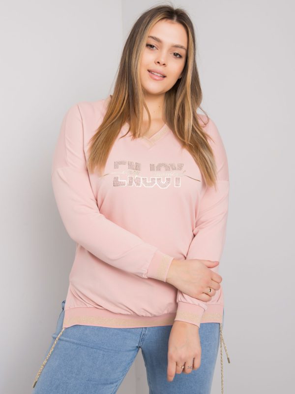 Großhandel Dirty Pink Plus Size Bluse mit lila Applikation