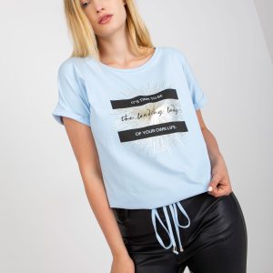 Großhandel Hellblaues T-Shirt in Übergröße mit Einband