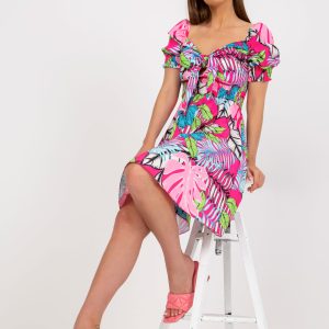 Großhandel Rosa Spanisches Sommerkleid mit Prints