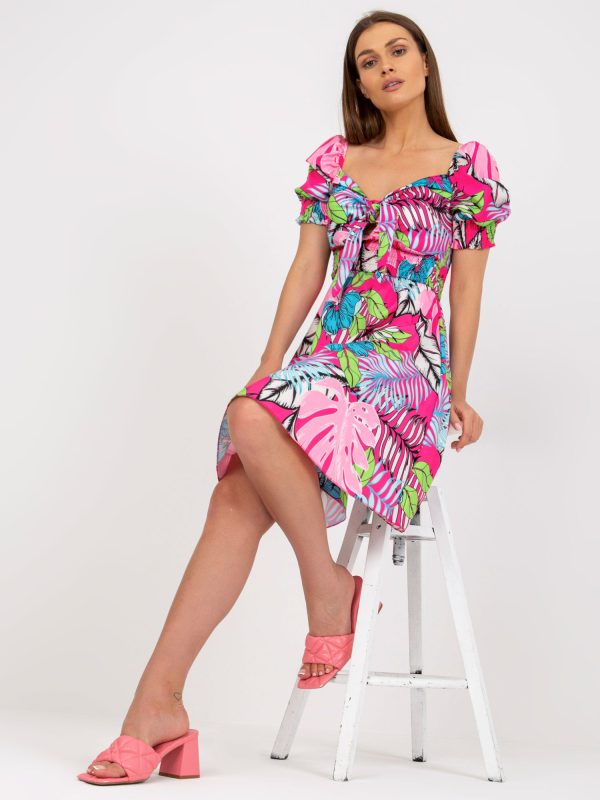 Großhandel Rosa Spanisches Sommerkleid mit Prints