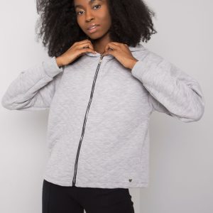 Großhandel Graues meliertes gestepptes Sweatshirt Basic Melanie