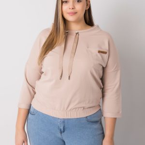 Großhandel Hellbeiges Plus Size Sweatshirt ohne Kapuze Pasadena