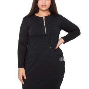 Großhandel Schwarz Plus Size Kleid mit Taschen Alessia