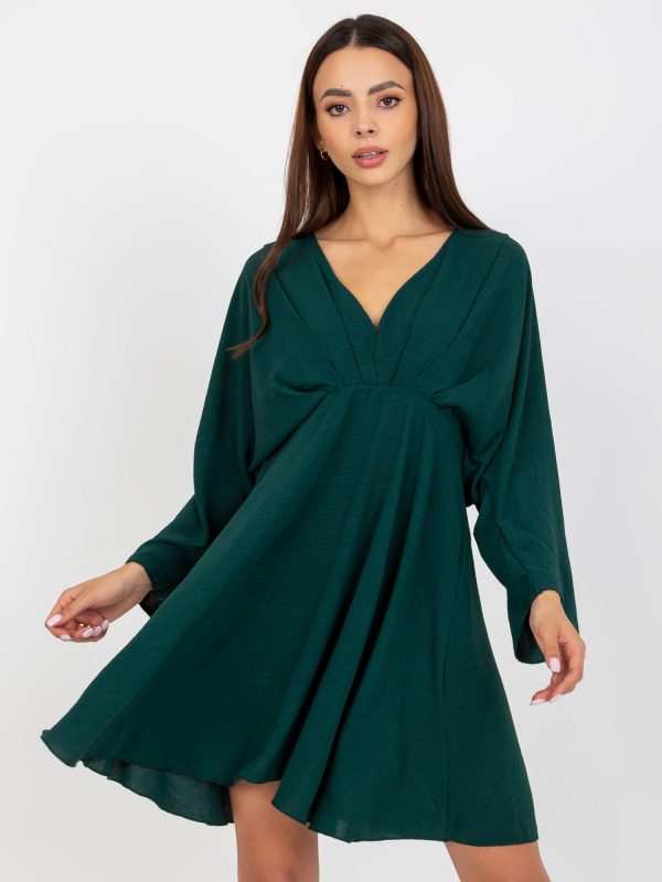 Großhandel Zayna Dunkelgrünes Minikleid mit V-Ausschnitt, Einheitsgröße