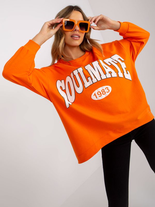 Großhandel Oversize-Sweatshirt aus Baumwolle für Damen in Orange und Weiß