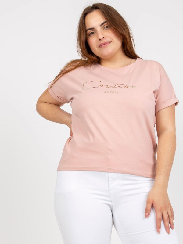 Großhandel Dirty Pink Plus Size Damen T-Shirt mit Schriftzug