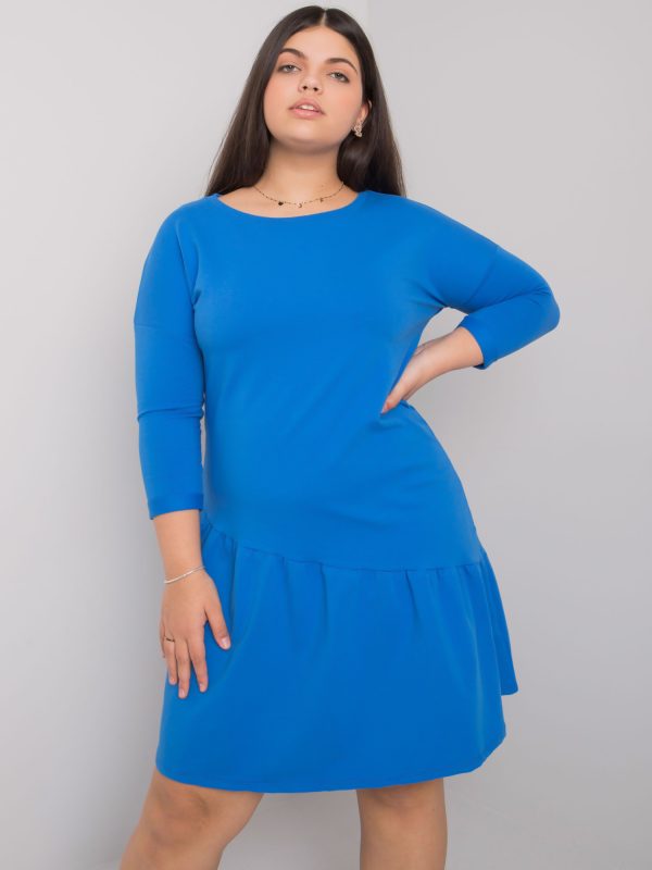 Großhandel Dunkelblaues Plus -Size-Kleid mit Rüsche Linda