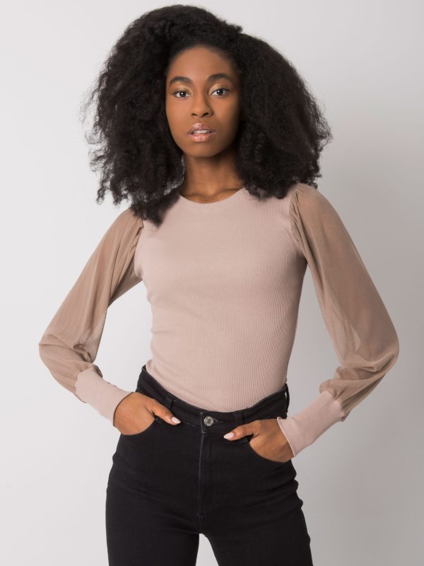 Großhandel RUE PARIS Dunkelbeige Bluse für Damen Cynthia