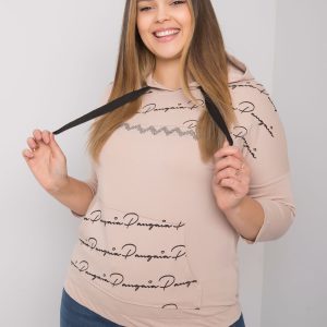 Großhandel Hellbeiges Sweatshirt in Übergröße mit Madison-Inschriften