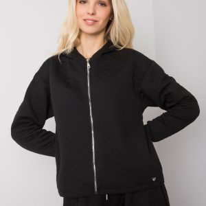 Großhandel Schwarzes gestepptes Sweatshirt Basic Melanie