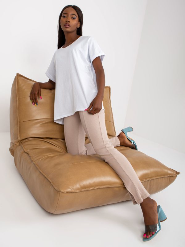 Großhandel Weißes einfarbiges Oversize-T-Shirt aus Baumwolle für Damen