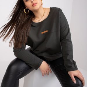 Großhandel Khakifarbenes Sweatshirt Übergröße Langarm Honorine