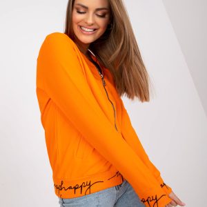 Großhandel Orangefarbenes Kapuzenpullover mit Reißverschluss für Damen