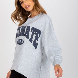 Großhandel Grau-marineblaues Sweatshirt ohne Kapuze mit Rundhalsausschnitt