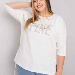 Großhandel Ecru plus size Bluse mit Strasssteinen Elena