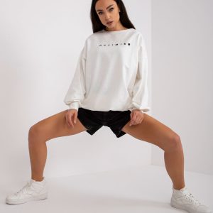 Großhandel Ecrufarbenes Kapuzen-Sweatshirt mit Miley-Aufschrift