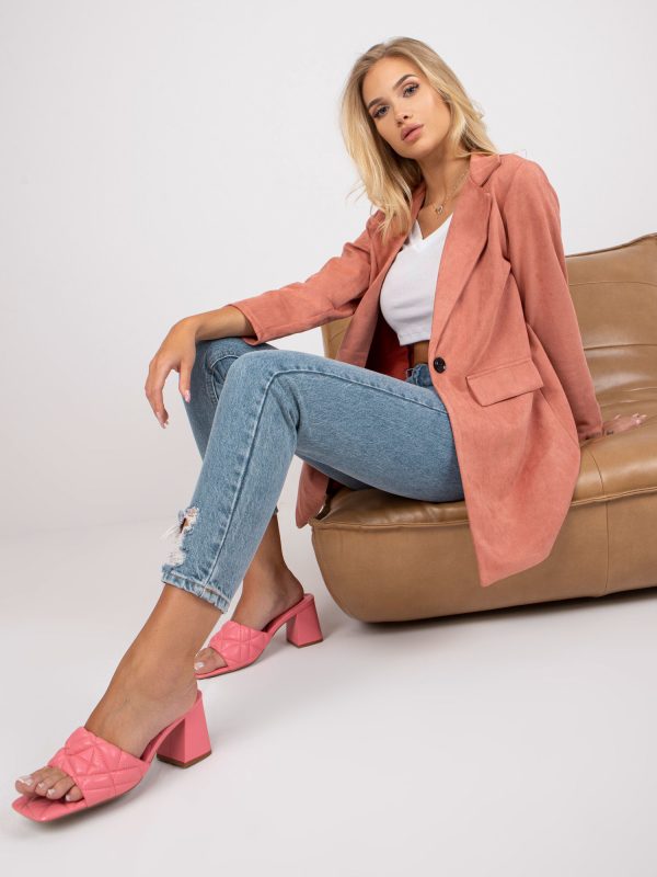 Großhandel Dirty Pink langer Blazer mit Knopfverschluss Irmina