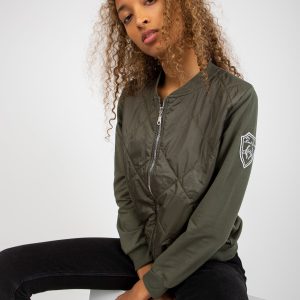 Großhandel Khakifarbenes Damen Bomber-Sweatshirt mit Steppung RUE PARIS