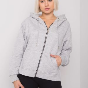 Großhandel Grau Arezzo Sweatshirt mit gestepptem Reißverschluss