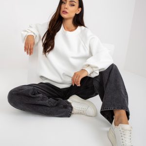 Großhandel Ecru Oversized Sweatshirt ohne Kapuze