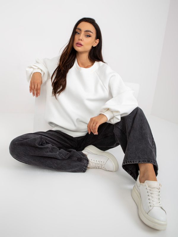 Großhandel Ecru Oversized Sweatshirt ohne Kapuze