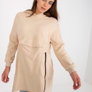 Großhandel Beiger langer Basic-Hoodie