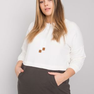 Großhandel Ecru-Khaki Plus Size Kapuzenpullover Sira