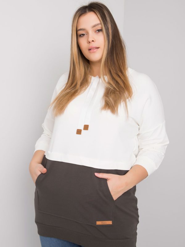 Großhandel Ecru-Khaki Plus Size Kapuzenpullover Sira