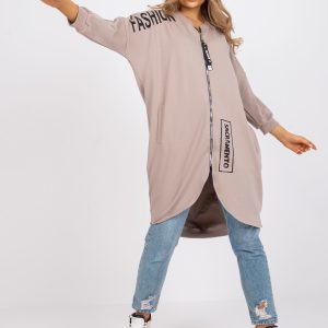 Großhandel Beiges langes Oversize-Sweatshirt ohne Kapuze