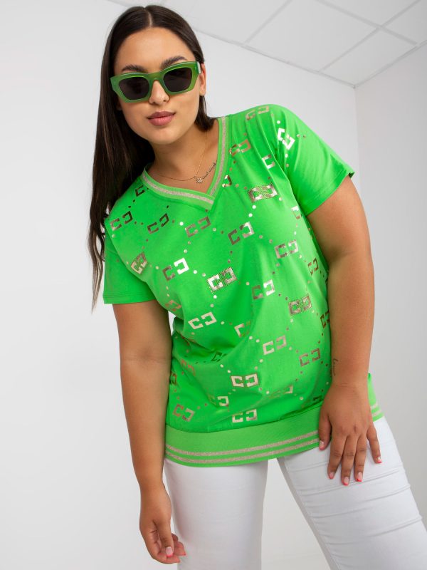 Großhandel Grüne Baumwolle Plus -Size-Bluse mit