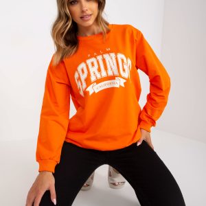 Großhandel Orange-weißes Kapuzen-Sweatshirt mit Aufdruck