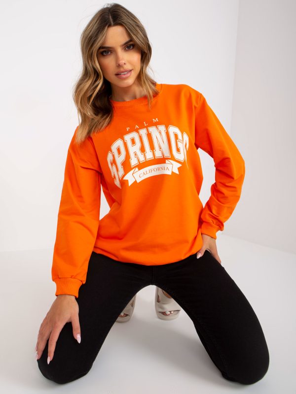 Großhandel Orange-weißes Kapuzen-Sweatshirt mit Aufdruck