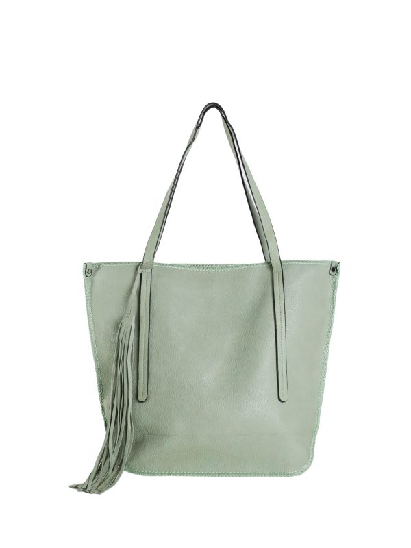 Großhandel Hellgrüne Shopper-Tasche für Damen mit Henkeln