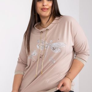 Großhandel Hellbeige Bluse in Übergröße mit Lorraine Trägern