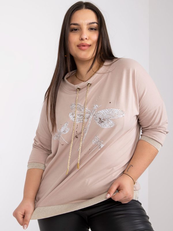 Großhandel Hellbeige Bluse in Übergröße mit Lorraine Trägern