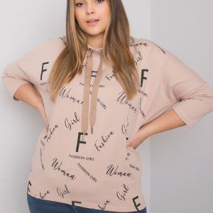 Großhandel Hellbeige Bluse in Übergröße mit Mary-Prints