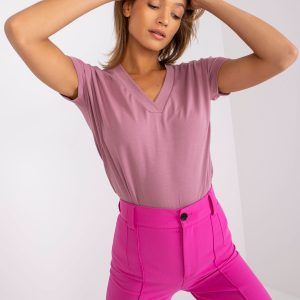 Großhandel Dirty Pink T-Shirt mit V-Ausschnitt Severine