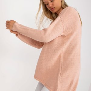 Großhandel Dirty Pink Oversize-Pullover mit asymmetrischem Schnitt OCH BELLA