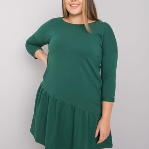 Großhandel Dunkelgrün Plus Size Rüschenkleid Linda