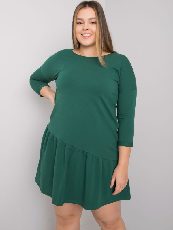 Großhandel Dunkelgrün Plus Size Rüschenkleid Linda