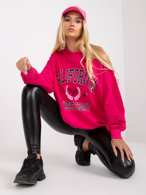 Großhandel Oversize-Sweatshirt in Fuchsia mit Aufdruck