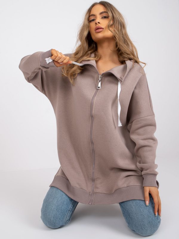 Großhandel Dunkelbeiges Sweatshirt mit Taschen Marokko