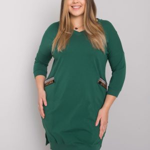 Großhandel Dunkelgrünes Plus Size Kleid mit Susan-Taschen