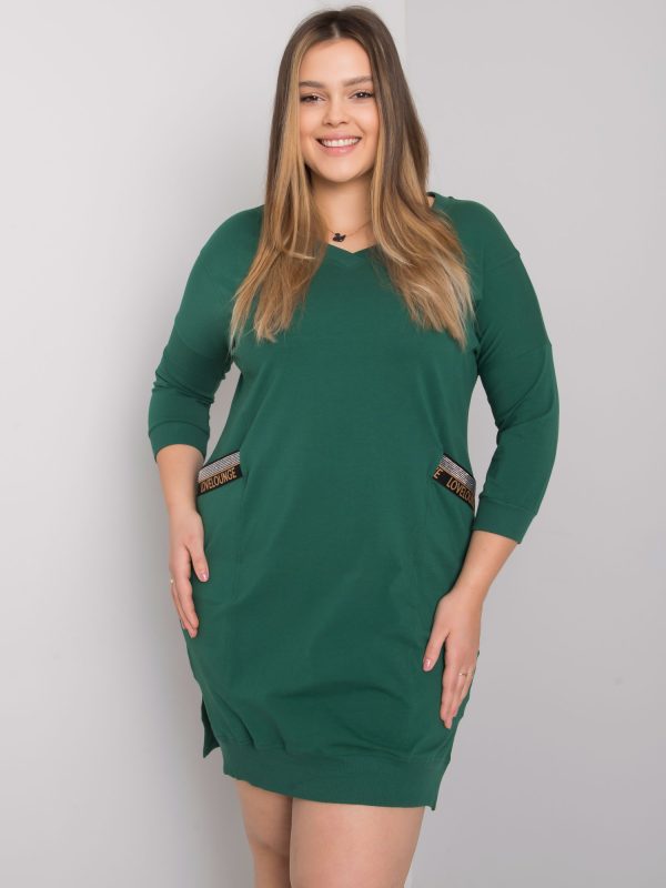 Großhandel Dunkelgrünes Plus Size Kleid mit Susan-Taschen