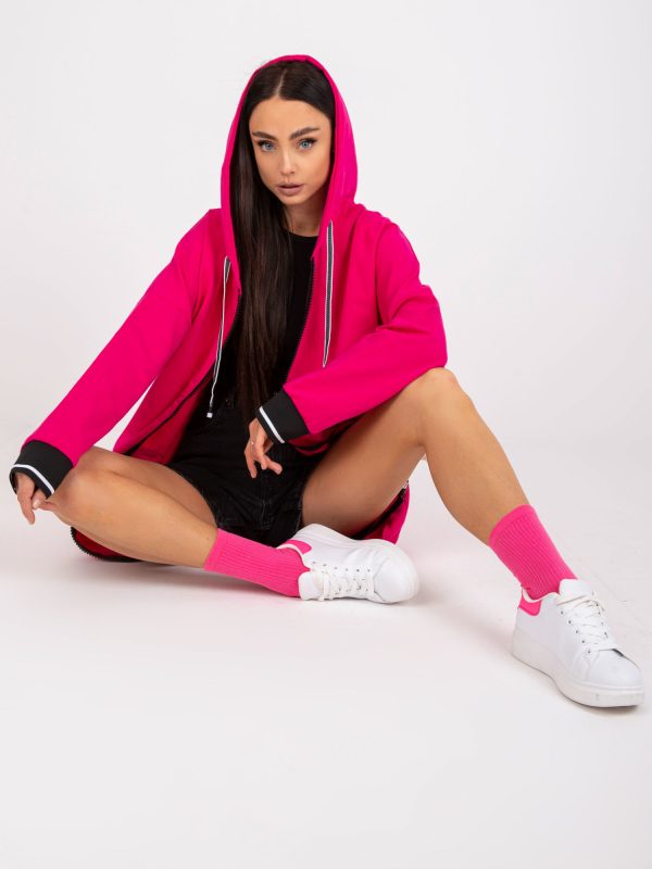 Großhandel Langes Sweatshirt mit Taschen in Fuchsia