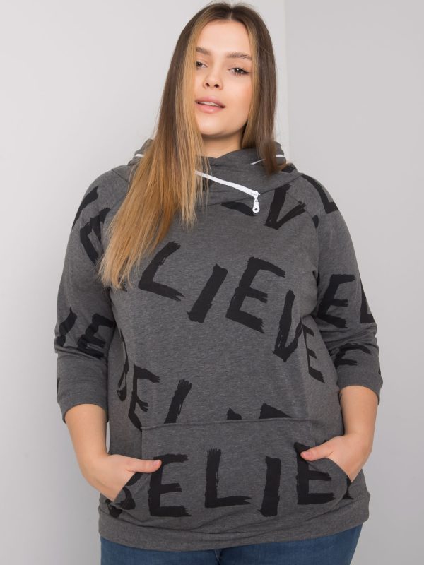 Großhandel Dunkelgraues Melange Gemustertes Sweatshirt Plus Size Perth