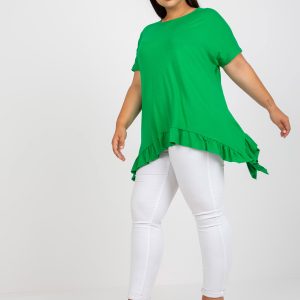 Großhandel Grüne Viskose Plus -Size Freizeitbluse