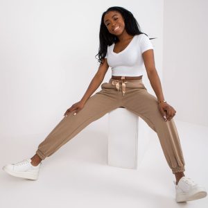 Großhandel Dunkelbeige Basic Jogginghose mit hoher Taille Liliana